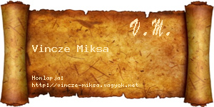 Vincze Miksa névjegykártya